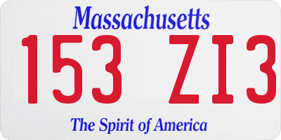 MA license plate 153ZI3
