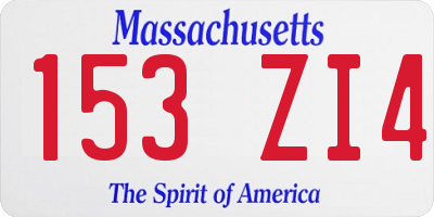 MA license plate 153ZI4