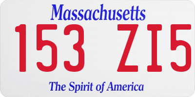 MA license plate 153ZI5