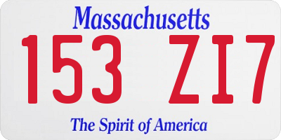 MA license plate 153ZI7