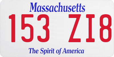 MA license plate 153ZI8