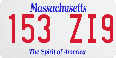 MA license plate 153ZI9