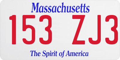 MA license plate 153ZJ3