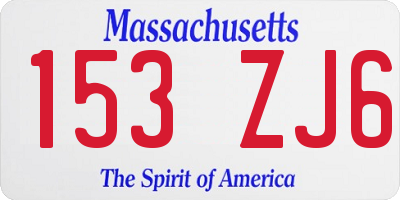 MA license plate 153ZJ6