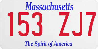 MA license plate 153ZJ7
