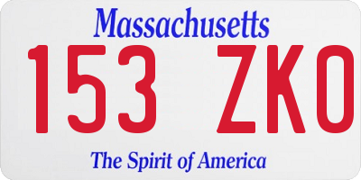 MA license plate 153ZK0