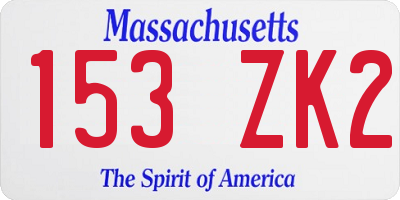 MA license plate 153ZK2