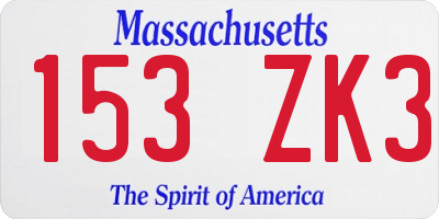 MA license plate 153ZK3