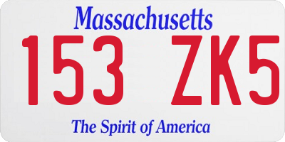 MA license plate 153ZK5