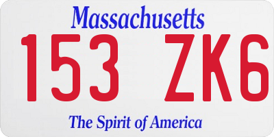MA license plate 153ZK6