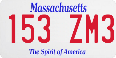 MA license plate 153ZM3