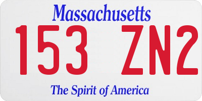 MA license plate 153ZN2