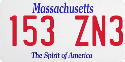 MA license plate 153ZN3