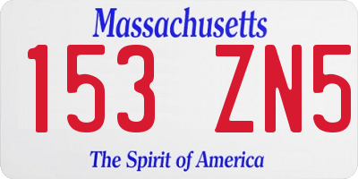 MA license plate 153ZN5