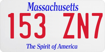 MA license plate 153ZN7