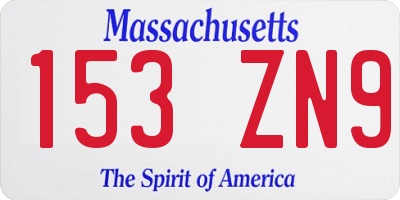 MA license plate 153ZN9