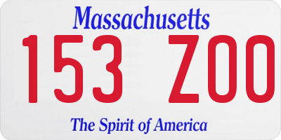 MA license plate 153ZO0