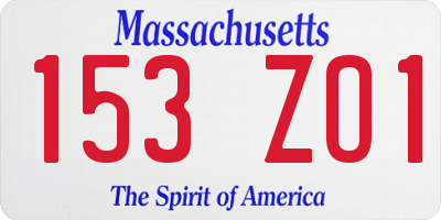 MA license plate 153ZO1