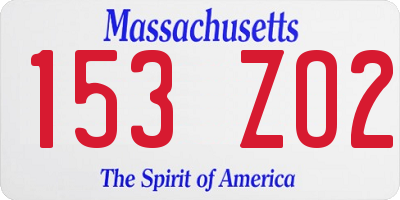 MA license plate 153ZO2
