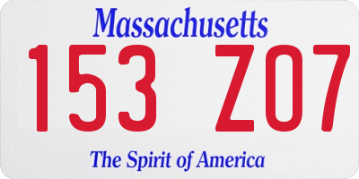 MA license plate 153ZO7