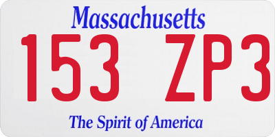 MA license plate 153ZP3