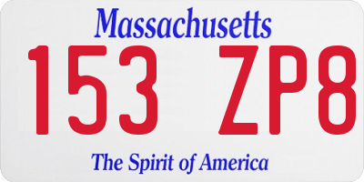 MA license plate 153ZP8