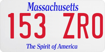 MA license plate 153ZR0
