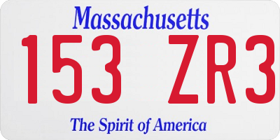 MA license plate 153ZR3