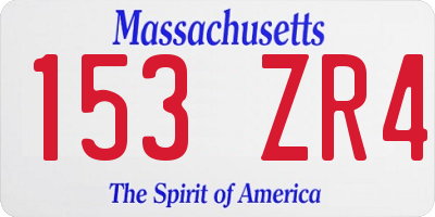 MA license plate 153ZR4