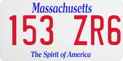MA license plate 153ZR6
