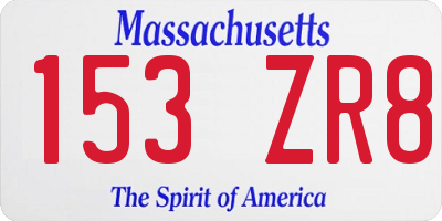 MA license plate 153ZR8