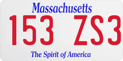 MA license plate 153ZS3