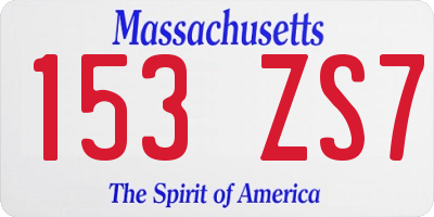 MA license plate 153ZS7