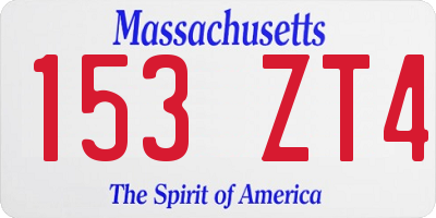 MA license plate 153ZT4