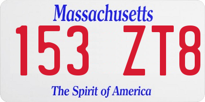 MA license plate 153ZT8