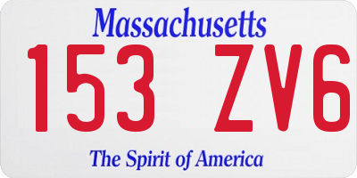 MA license plate 153ZV6