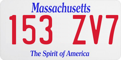MA license plate 153ZV7