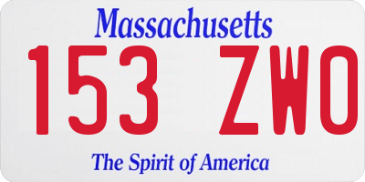 MA license plate 153ZW0