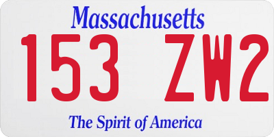 MA license plate 153ZW2