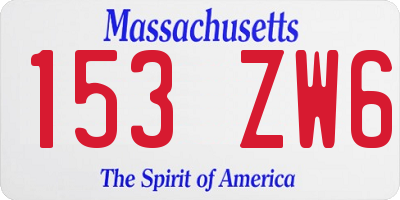 MA license plate 153ZW6
