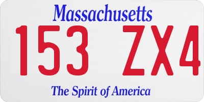 MA license plate 153ZX4