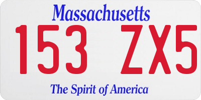 MA license plate 153ZX5