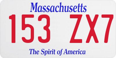 MA license plate 153ZX7