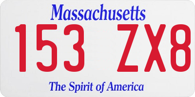 MA license plate 153ZX8