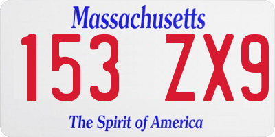 MA license plate 153ZX9