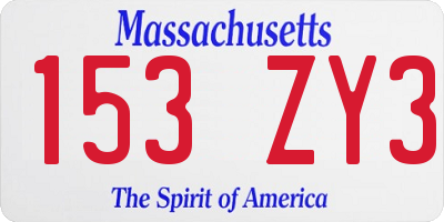 MA license plate 153ZY3