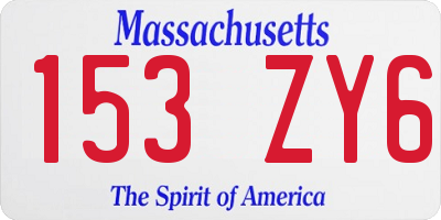 MA license plate 153ZY6