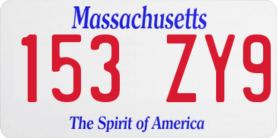 MA license plate 153ZY9