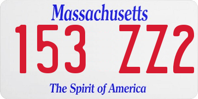 MA license plate 153ZZ2