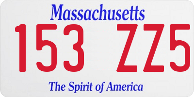 MA license plate 153ZZ5